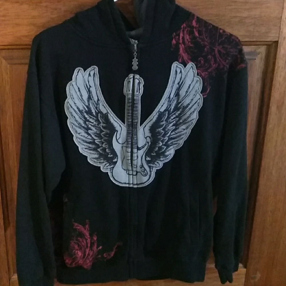 Hooded sweatshirt.